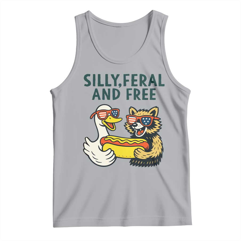 Silly Feral and Free Tank Top Funny Goose and Raccoon 4th of July Patriotic - Wonder Print Shop