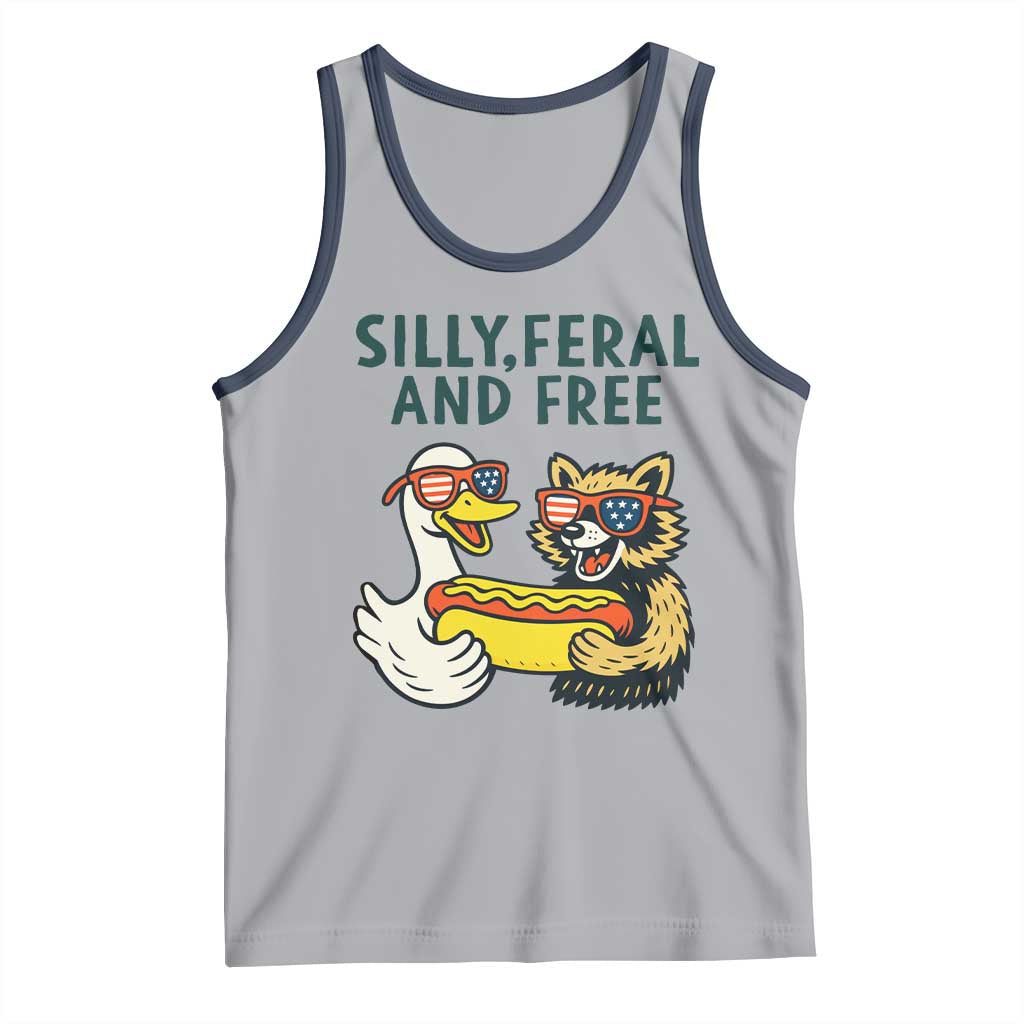 Silly Feral and Free Tank Top Funny Goose and Raccoon 4th of July Patriotic - Wonder Print Shop