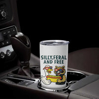 Silly Feral and Free Tumbler Cup Funny Goose and Raccoon 4th of July Patriotic - Wonder Print Shop