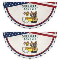 Silly Feral and Free Patriotic Fan Flag Funny Goose and Raccoon 4th of July