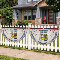 Silly Feral and Free Patriotic Fan Flag Funny Goose and Raccoon 4th of July