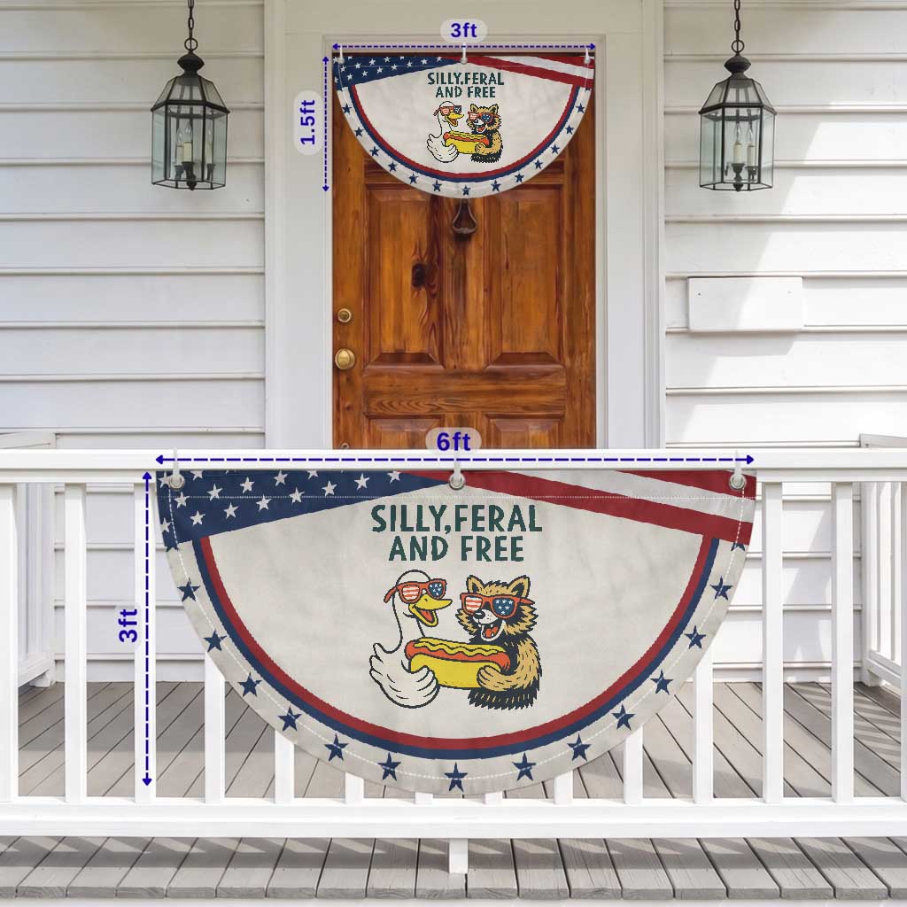 Silly Feral and Free Patriotic Fan Flag Funny Goose and Raccoon 4th of July