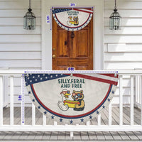 Silly Feral and Free Patriotic Fan Flag Funny Goose and Raccoon 4th of July