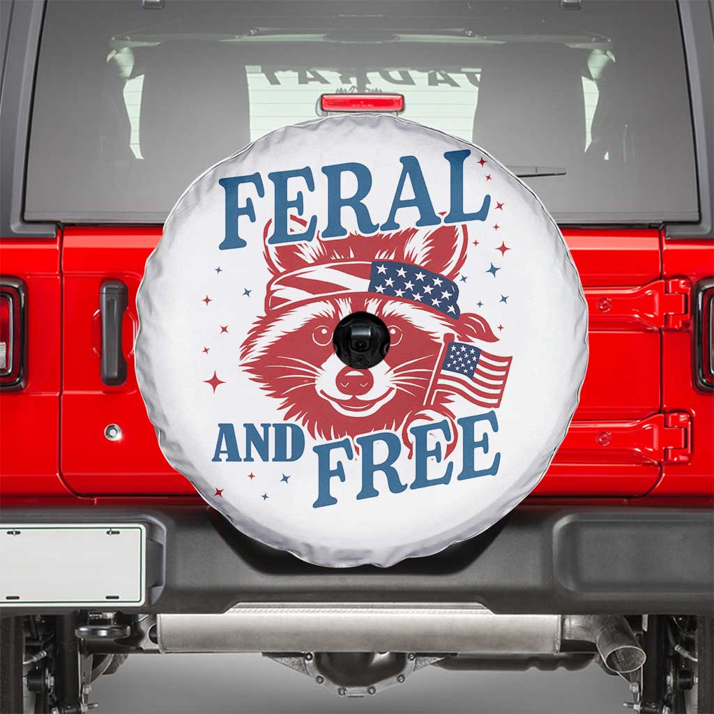 Funny Feral and Free Raccoon Spare Tire Cover Patriotic Bandana Animal 4th of July US Flag - Wonder Print Shop