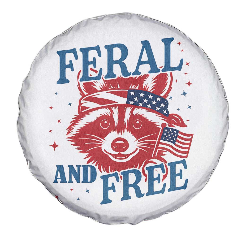 Funny Feral and Free Raccoon Spare Tire Cover Patriotic Bandana Animal 4th of July US Flag - Wonder Print Shop