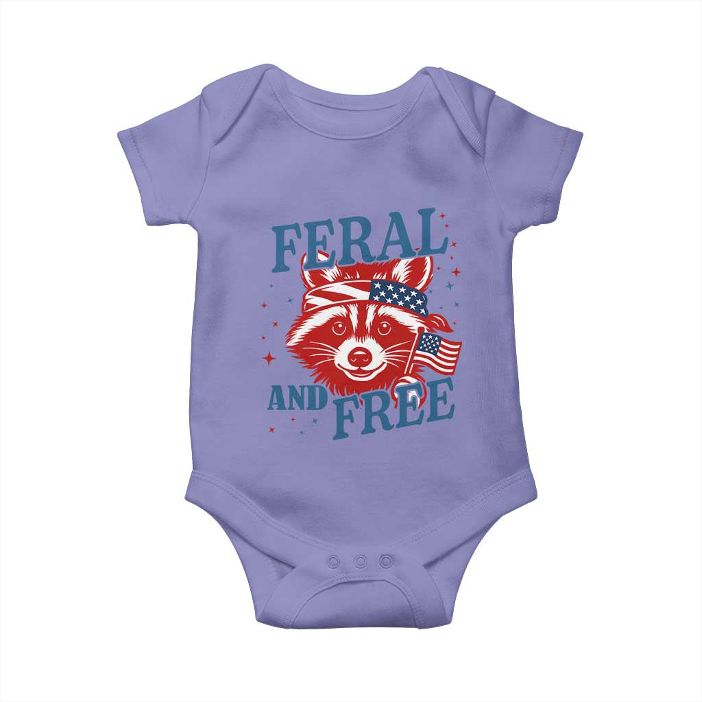 Funny Feral and Free Raccoon Baby Onesie Patriotic Bandana Animal 4th of July US Flag - Wonder Print Shop