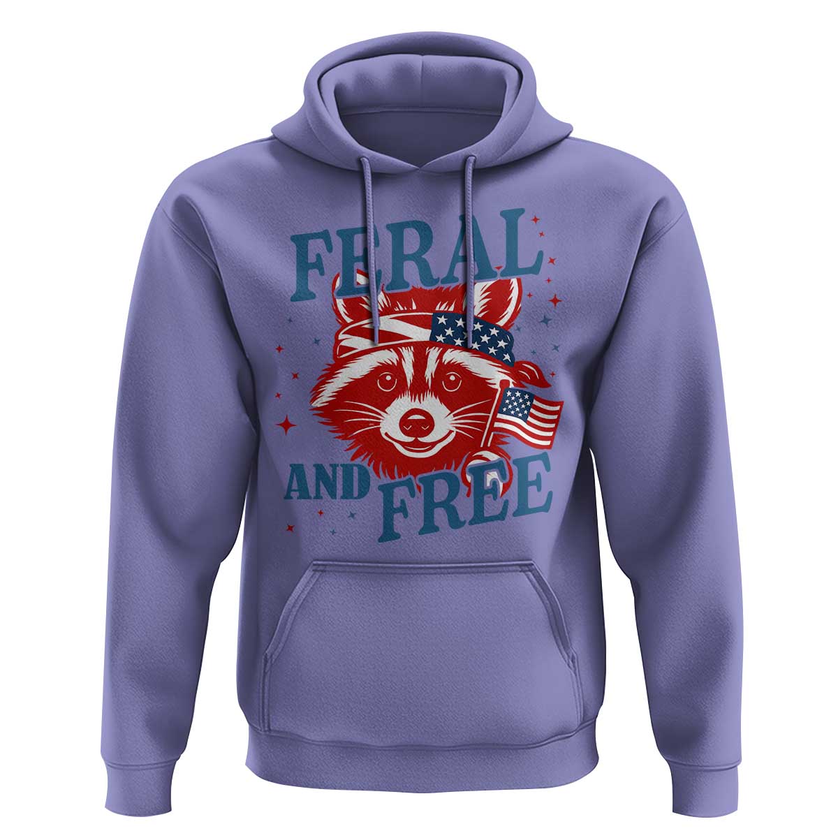 Funny Feral and Free Raccoon Hoodie Patriotic Bandana Animal 4th of July US Flag - Wonder Print Shop