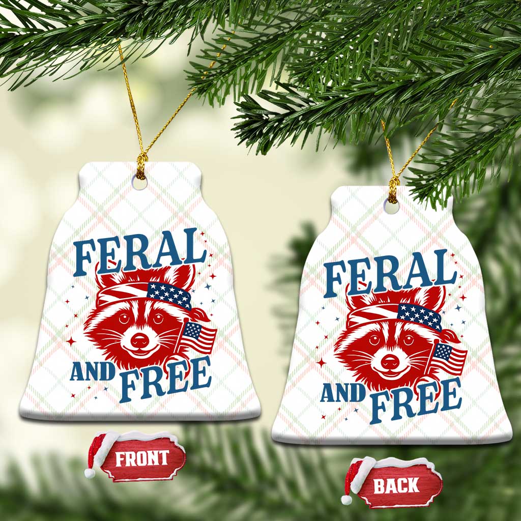 Funny Feral and Free Raccoon Ceramic Ornament Patriotic Bandana Animal 4th of July US Flag - Wonder Print Shop