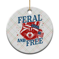 Funny Feral and Free Raccoon Ceramic Ornament Patriotic Bandana Animal 4th of July US Flag - Wonder Print Shop