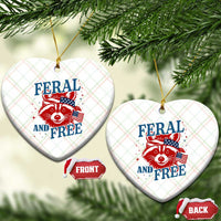 Funny Feral and Free Raccoon Ceramic Ornament Patriotic Bandana Animal 4th of July US Flag - Wonder Print Shop