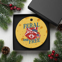 Funny Feral and Free Raccoon Ceramic Ornament Patriotic Bandana Animal 4th of July US Flag - Wonder Print Shop