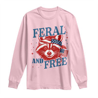 Funny Feral and Free Raccoon Long Sleeve Shirt Patriotic Bandana Animal 4th of July US Flag - Wonder Print Shop