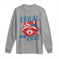 Funny Feral and Free Raccoon Long Sleeve Shirt Patriotic Bandana Animal 4th of July US Flag - Wonder Print Shop