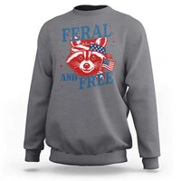 Funny Feral and Free Raccoon Sweatshirt Patriotic Bandana Animal 4th of July US Flag - Wonder Print Shop