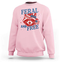Funny Feral and Free Raccoon Sweatshirt Patriotic Bandana Animal 4th of July US Flag - Wonder Print Shop