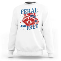 Funny Feral and Free Raccoon Sweatshirt Patriotic Bandana Animal 4th of July US Flag - Wonder Print Shop