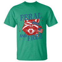 Funny Feral and Free Raccoon T Shirt Patriotic Bandana Animal 4th of July US Flag - Wonder Print Shop