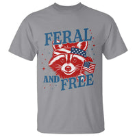 Funny Feral and Free Raccoon T Shirt Patriotic Bandana Animal 4th of July US Flag - Wonder Print Shop