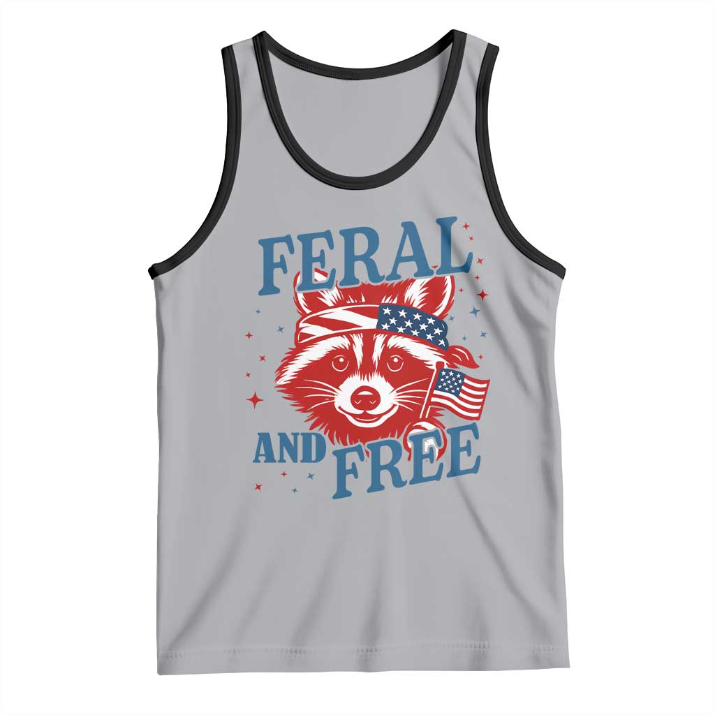 Funny Feral and Free Raccoon Tank Top Patriotic Bandana Animal 4th of July US Flag - Wonder Print Shop