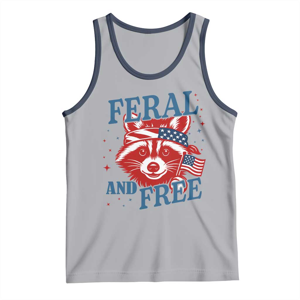 Funny Feral and Free Raccoon Tank Top Patriotic Bandana Animal 4th of July US Flag - Wonder Print Shop