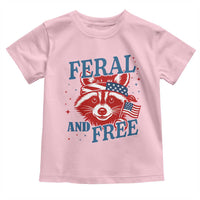 Funny Feral and Free Raccoon Toddler T Shirt Patriotic Bandana Animal 4th of July US Flag - Wonder Print Shop