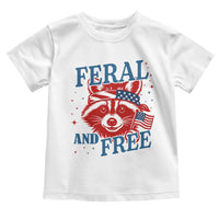Funny Feral and Free Raccoon Toddler T Shirt Patriotic Bandana Animal 4th of July US Flag - Wonder Print Shop