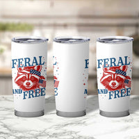 Funny Feral and Free Raccoon Tumbler Cup Patriotic Bandana Animal 4th of July US Flag - Wonder Print Shop
