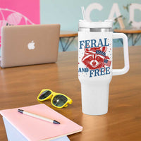 Funny Feral and Free Raccoon Tumbler With Handle Patriotic Bandana Animal 4th of July US Flag - Wonder Print Shop