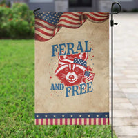 Funny Feral and Free Raccoon Garden Flag Patriotic Bandana Animal 4th of July US Flag