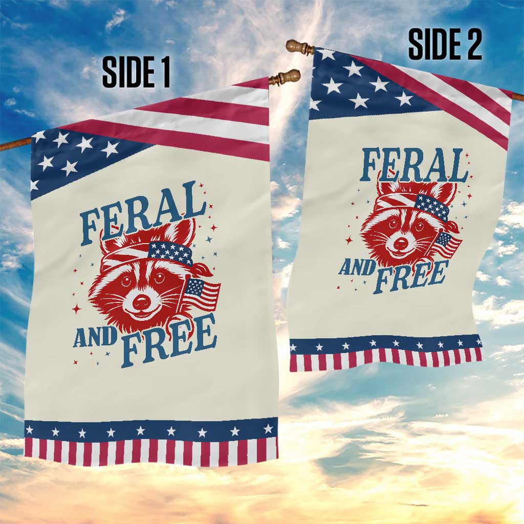 Funny Feral and Free Raccoon Garden Flag Patriotic Bandana Animal 4th of July US Flag