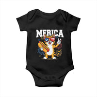 Merica Cat Baby Onesie Funny 4th of July Hot Dog and Fireworks Patriotic USA Flag - Wonder Print Shop