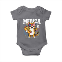 Merica Cat Baby Onesie Funny 4th of July Hot Dog and Fireworks Patriotic USA Flag - Wonder Print Shop