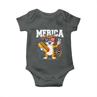 Merica Cat Baby Onesie Funny 4th of July Hot Dog and Fireworks Patriotic USA Flag - Wonder Print Shop