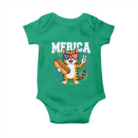 Merica Cat Baby Onesie Funny 4th of July Hot Dog and Fireworks Patriotic USA Flag - Wonder Print Shop