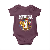 Merica Cat Baby Onesie Funny 4th of July Hot Dog and Fireworks Patriotic USA Flag - Wonder Print Shop
