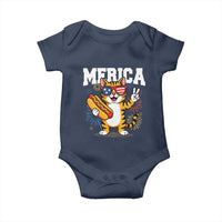 Merica Cat Baby Onesie Funny 4th of July Hot Dog and Fireworks Patriotic USA Flag - Wonder Print Shop