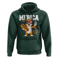 Merica Cat Hoodie Funny 4th of July Hot Dog and Fireworks Patriotic USA Flag - Wonder Print Shop