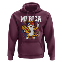 Merica Cat Hoodie Funny 4th of July Hot Dog and Fireworks Patriotic USA Flag - Wonder Print Shop