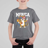 Merica Cat T Shirt For Kid Funny 4th of July Hot Dog and Fireworks Patriotic USA Flag - Wonder Print Shop