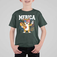 Merica Cat T Shirt For Kid Funny 4th of July Hot Dog and Fireworks Patriotic USA Flag - Wonder Print Shop