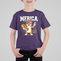 Merica Cat T Shirt For Kid Funny 4th of July Hot Dog and Fireworks Patriotic USA Flag - Wonder Print Shop