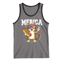 Merica Cat Tank Top Funny 4th of July Hot Dog and Fireworks Patriotic USA Flag - Wonder Print Shop