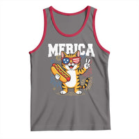 Merica Cat Tank Top Funny 4th of July Hot Dog and Fireworks Patriotic USA Flag - Wonder Print Shop