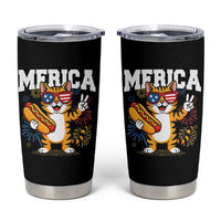 Merica Cat Tumbler Cup Funny 4th of July Hot Dog and Fireworks Patriotic USA Flag - Wonder Print Shop