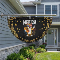 Merica Cat Patriotic Fan Flag Funny 4th of July Hot Dog and Fireworks USA Flag
