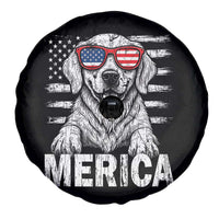 Merica Golden Retriever Spare Tire Cover Patriotic Dog US Flag 4th Of July - Wonder Print Shop