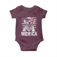 Merica Golden Retriever Baby Onesie Patriotic Dog US Flag 4th Of July - Wonder Print Shop