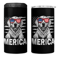 Merica Golden Retriever 4 in 1 Can Cooler Tumbler Patriotic Dog US Flag 4th Of July - Wonder Print Shop