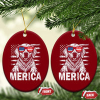 Merica Golden Retriever Ceramic Ornament Patriotic Dog US Flag 4th Of July - Wonder Print Shop