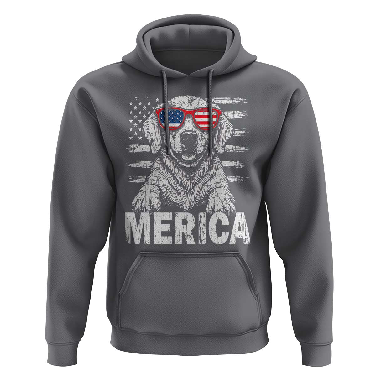 Merica Golden Retriever Hoodie Patriotic Dog US Flag 4th Of July - Wonder Print Shop
